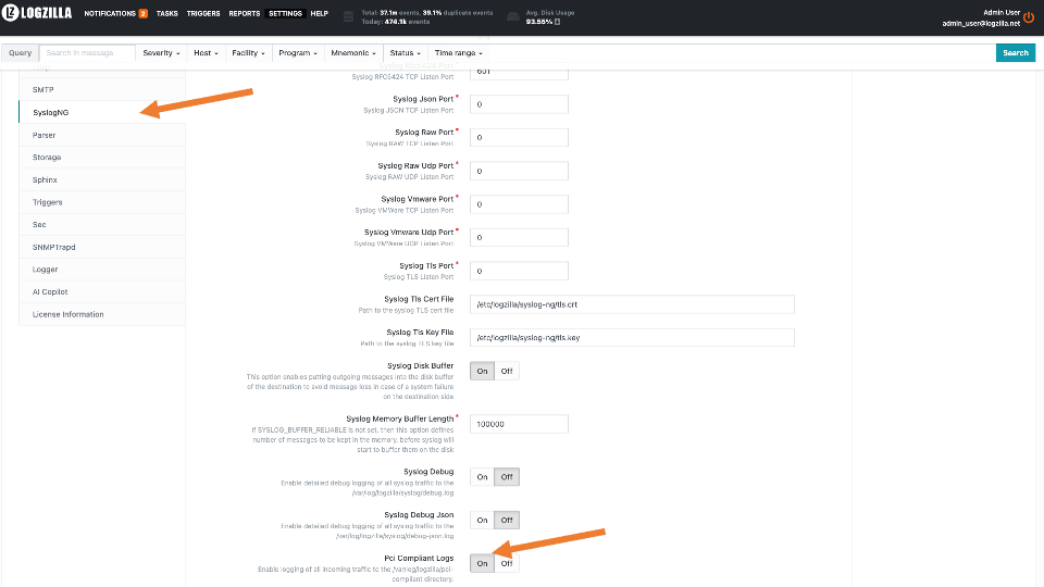 Enable PCI Logging